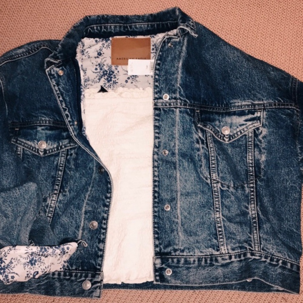 Cropped Floral & Denim Jacket